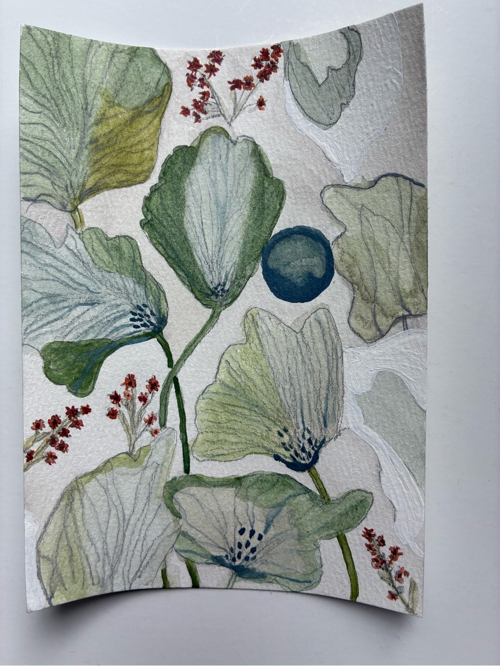 Botanical Green Floral Watercolor Wall Art